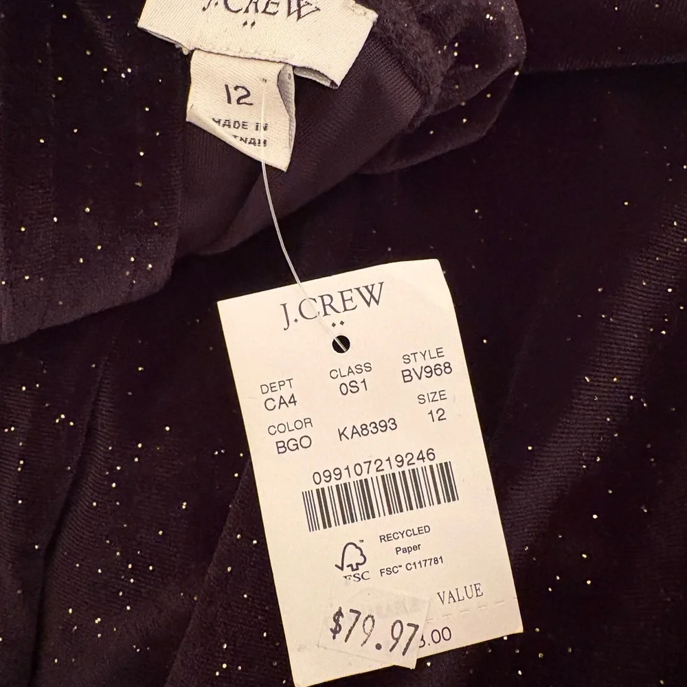 J. Crew Sparkling Black Velvet Maxi Dress NWT!